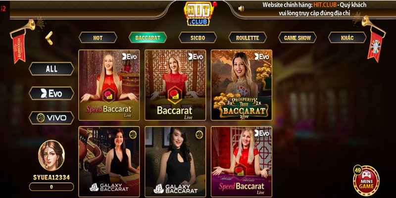 Baccarat tại casino Hitclub cực kỳ hấp dẫn