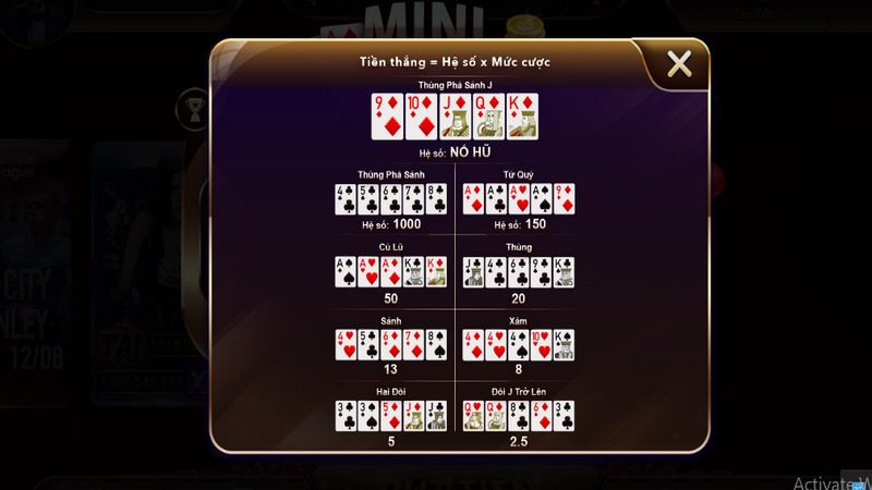 Quy định và lựa chọn cược trong Mini Poker Hitclub