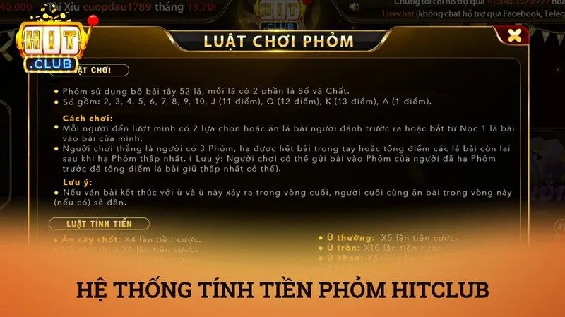 Phỏm hitclub – Cẩm nang làm chủ luật chơi và chiến thuật bất bại 3 Hệ thống tính tiền và mức phạt tiền cược của phỏm hitclub